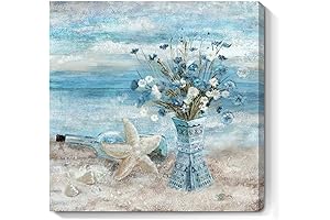 Blue Seascape Beach Bathroom Wall Decor - Coastal Seascapes Painting