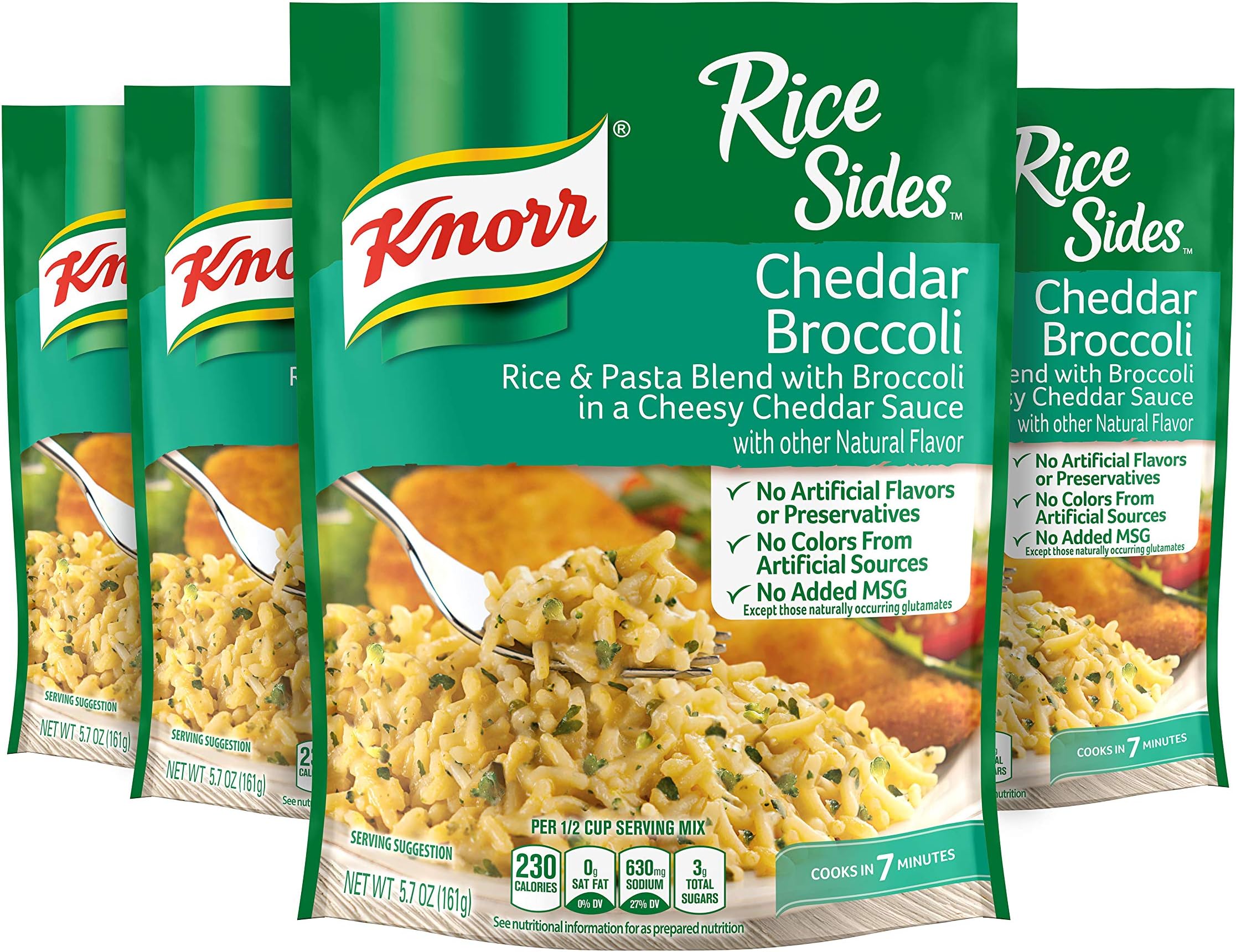 Knorr Rice Sides Dish, Cheddar Broccoli, 5.7 oz, Pack of 4