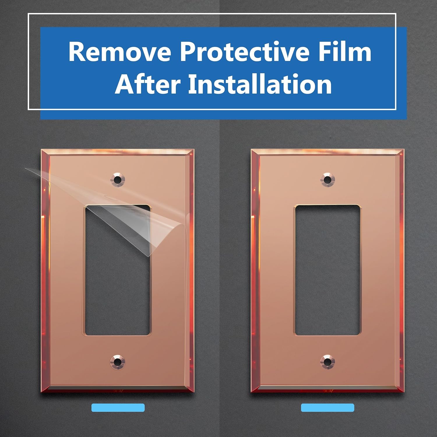 LIDER Reflective Acrylic Decorator Wall Plate, Mirrored Light Switch Plate, Plexiglass Outlet Cover, Acrylic Glass, Oversized 1-Gang 5.25" x 3.44", LWP-31O-ARG5P, Rose Gold, 5 Pack