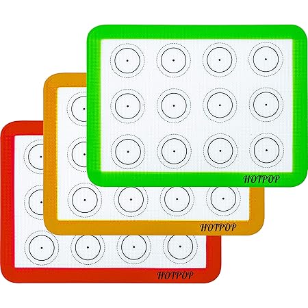 Silicone Macaron Baking Mats 0.75mm, Non-Stick Silicon Liner for Bake Pans & Rolling - Macaron/Pastry/Cookie/Bun/Bread Making (3 QUARTER SIZE)