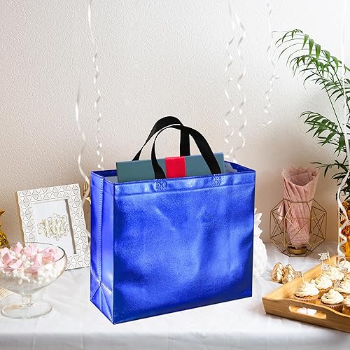 Miniatura 6 de BLEWINDZ 60 bolsas de regalo grandes, brillantes y reutilizables con asas para cumpleaños, damas de honor, bodas, recuerdos de fiesta (10 colores)