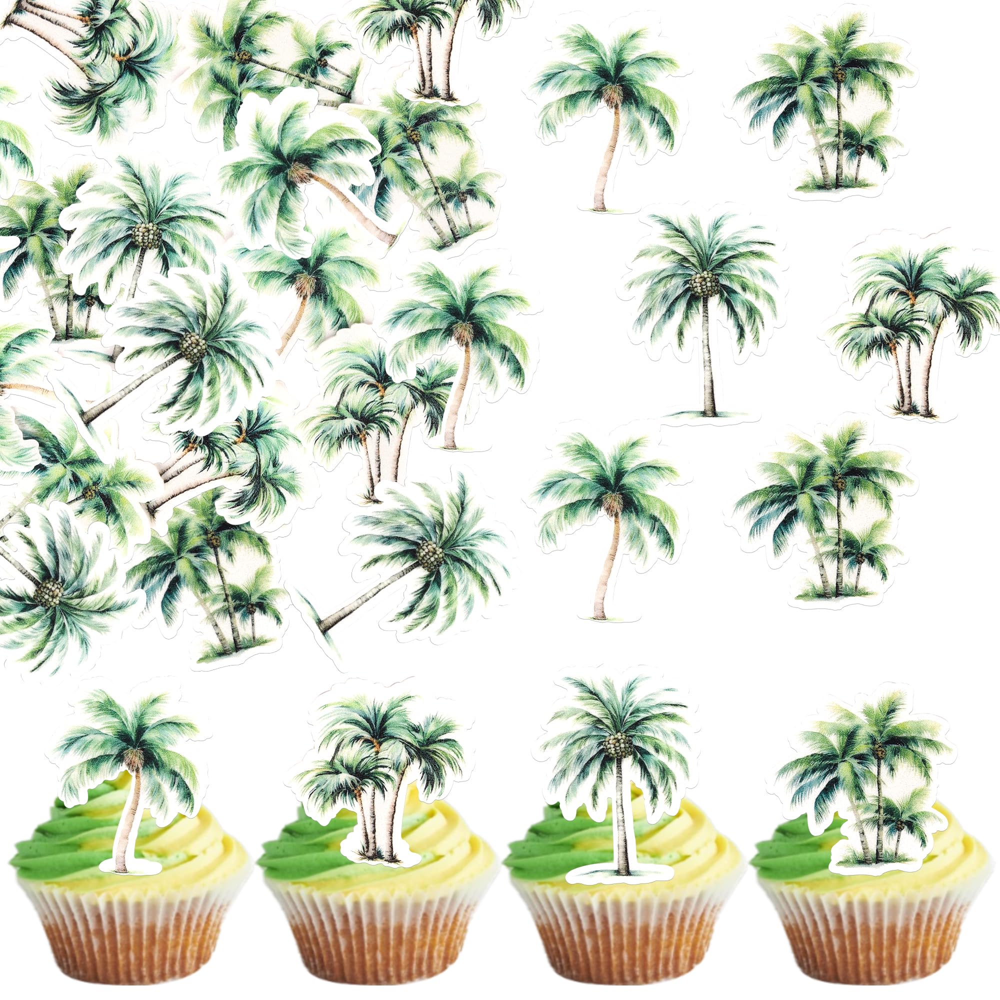 60 Stück Essbar Kokosnüsse Tortendeko Miniatur Palmen Tortendeko Waffel Papier Kokosnuss Cupcake Toppers für Sommer Thema Baby Dusche Braut Dusche Geburtstag Party Kuchen Dekorationen