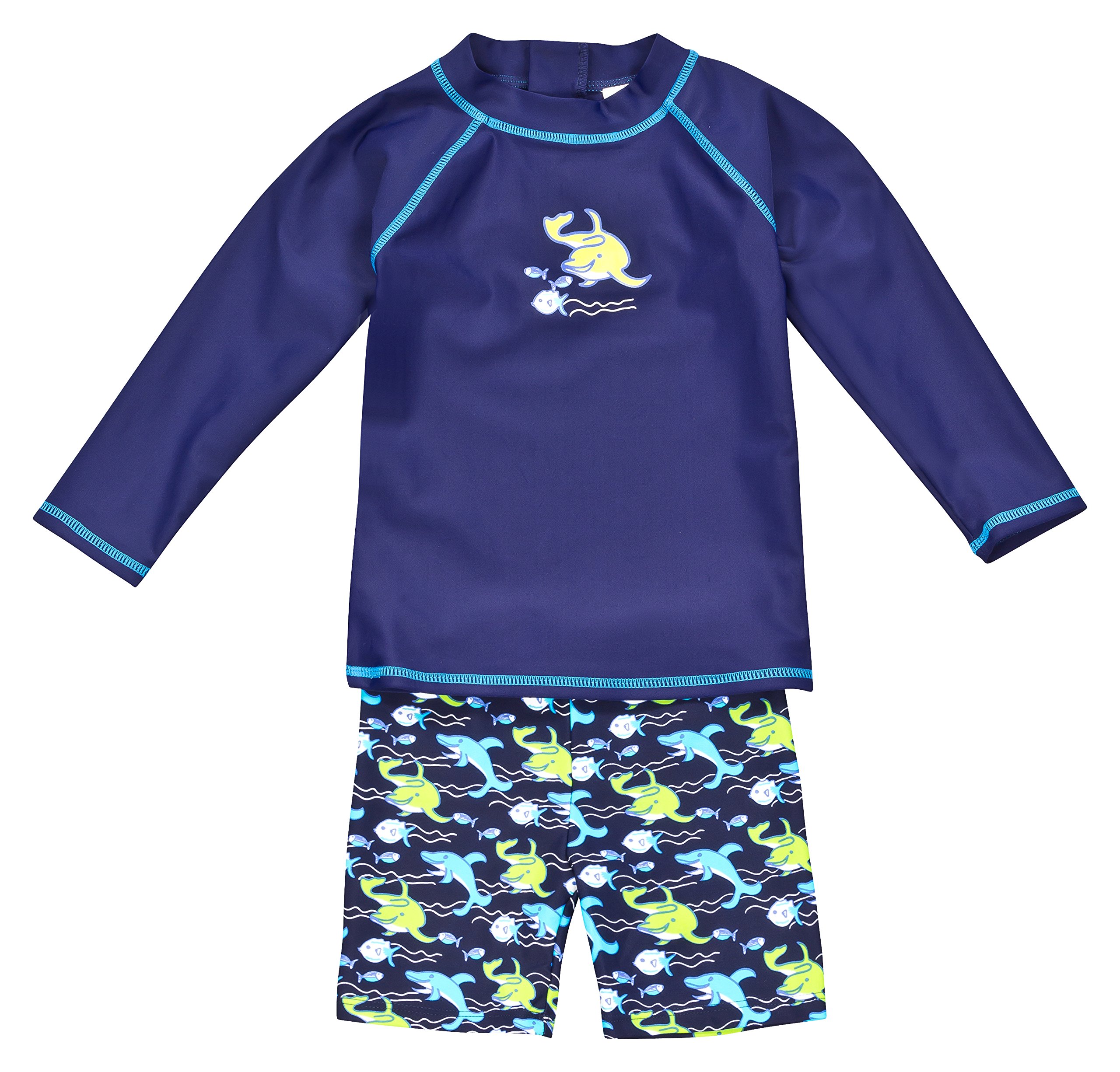 Landora: Baby/bambini-Costume a maniche lunghe - Set di 2 con UV-protezione 50 + e certificazione Oeko-Tex 100 in turchese