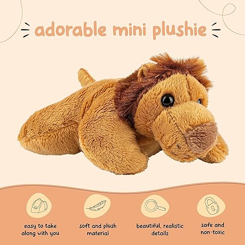 Miniatura 6 de Mini juguetes de peluche de León, paquete de 12 animales de peluche pequeños a granel, relleno de calcetines para niñas y niños, figuras de animales