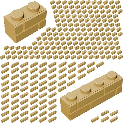 Miniatura 5 de Juego de 265 piezas de ladrillos de perfil de mampostería bronceados para piezas y piezas de pared de ladrillo a granel, castillo de ciudad,