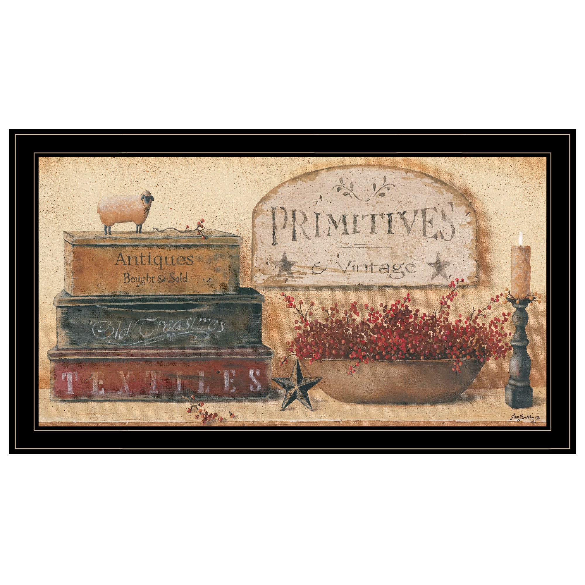Trendy Decor 4U BR343-704G Primitives & Vintage Wall Art By Pam Britton - Farmhouse Still Life 19" H x 33" W