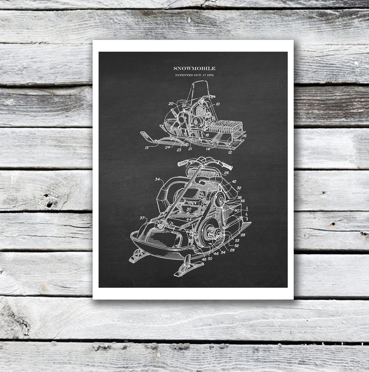 Gnosis Picture Archive Snowmobile Decor Gift Set of 4 Unframed Patent Art Prints