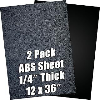 ABS Plastic Sheet 1/4 Inch Thick 12" x 36" (2-Pack),Black Rigid Moldable Panel with Different Surfaces (Textured Front & Smooth Back) for Structural Parts, Project Enclosures, and DIY Home Decor, etc.