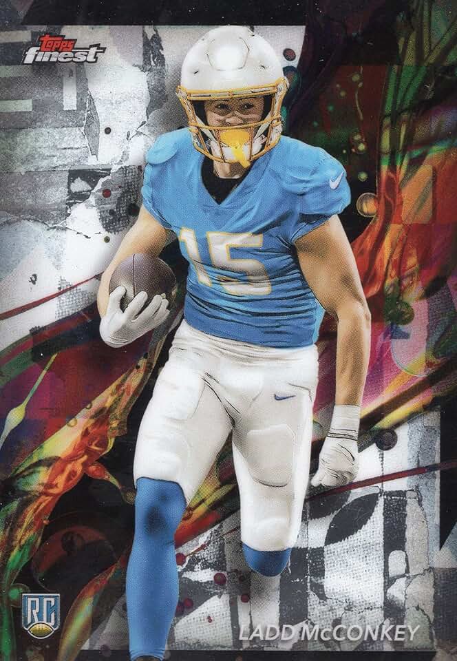 Ladd McConkey football card (Los Angeles Chargers) 2024 Topps Finest Chrome Rookie RC #86