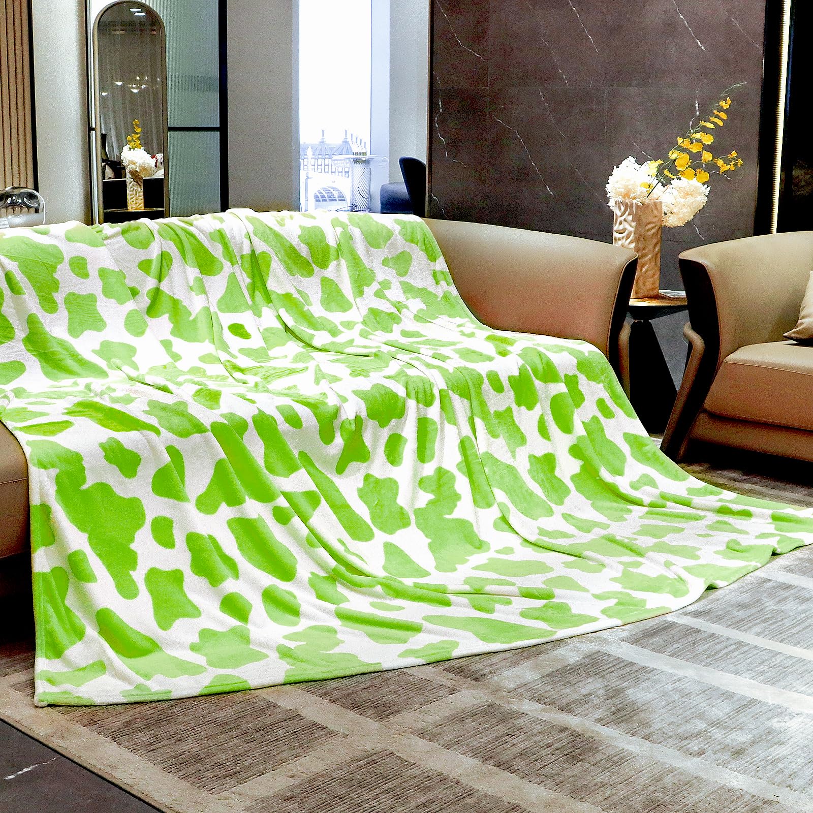HSEEC Green Blankets & Throws Queen Size Soft Fleece Blanket Throw Cozy Blanket for Bed Throw 90x90 inches