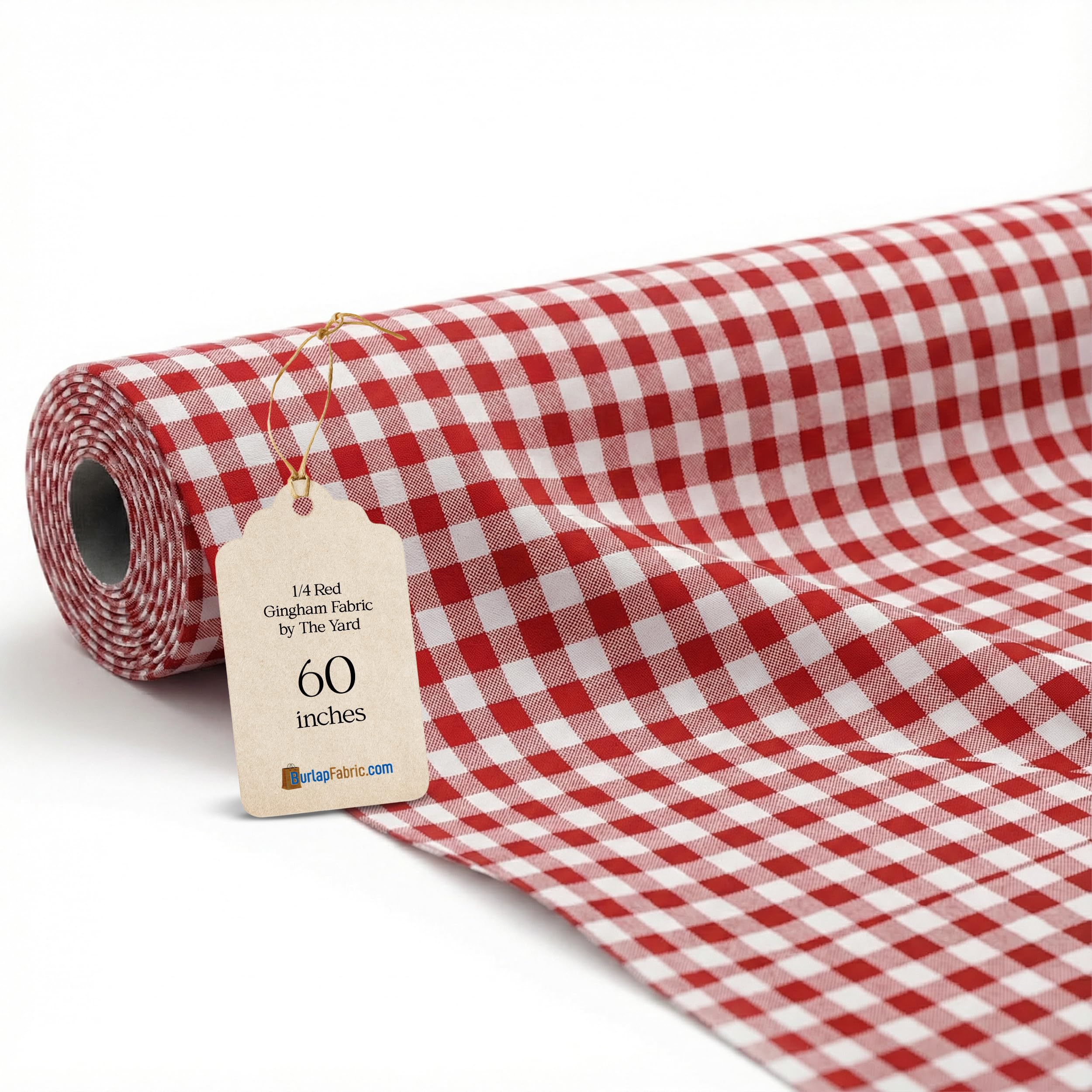 1/4 Inch Red Gingham Fabric by The Yard – 60" Wide Polyester Cotton Blend, Lightweight Checked Gingham Material for Sewing, Quilting, Crafts, Table Cloth, Clothing, Bags & Home Decor