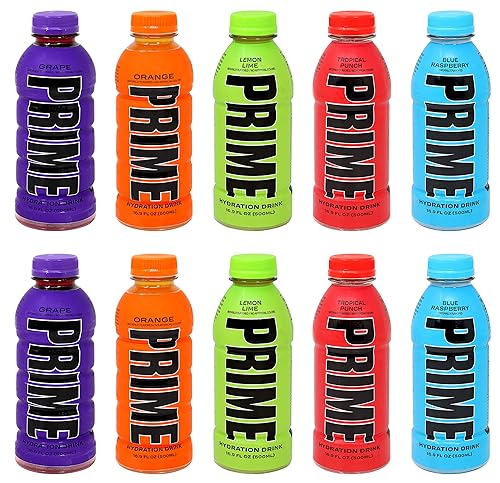 Prime Hydration Drink Variety - Paquete de 10 bebidas 5 deliciosos sabores Prime Hydration Orange Prime Hydration Blue Raspberry Prime Hydration