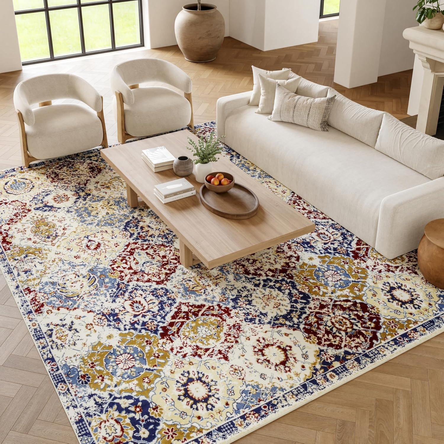 Nourison Home Grafix Blue Multicolor 7'10" x 9'10" Area Rug - Easy Clean, Non Shedding, Bed Room, Living Room, Dining Room, Kitchen (8' x 10')