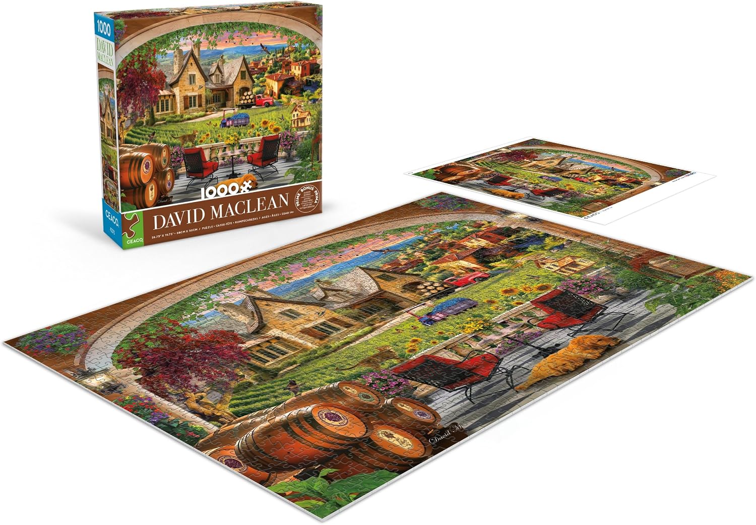 Ceaco - David Maclean - Vineyard Dreams - 1000 Piece Jigsaw Puzzle Challenging and Colorful Puzzle for Adults – Precision-Cut Pieces, Beautiful Artwork, and Hours of Relaxing Fun