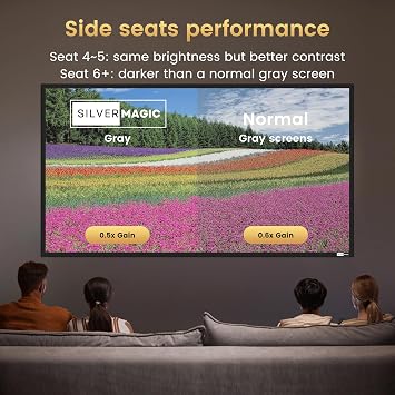 ALR Projector Screen - Fixed Frame Like & Wall Mount - High Contrast 70% ALR High Brightness 2.7x Gain - 100 16:9 Gray Screen