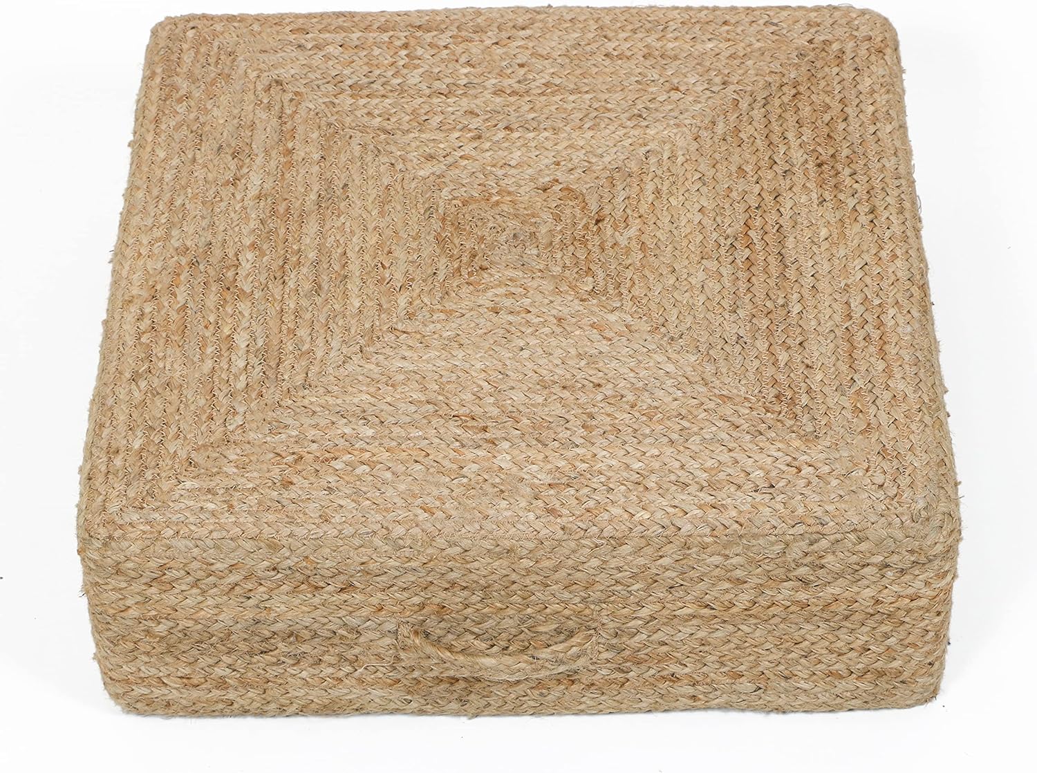 WOVEN ST. Jute Floor Cushion - Hand-Braided - Large Pouf - Boho Rustic Hard Filled Cushion - Footrest, Floor Chair - Great for The Living Room, Bedroom & Lounge - 100% Jute - 24’’ x 24’’ x 10