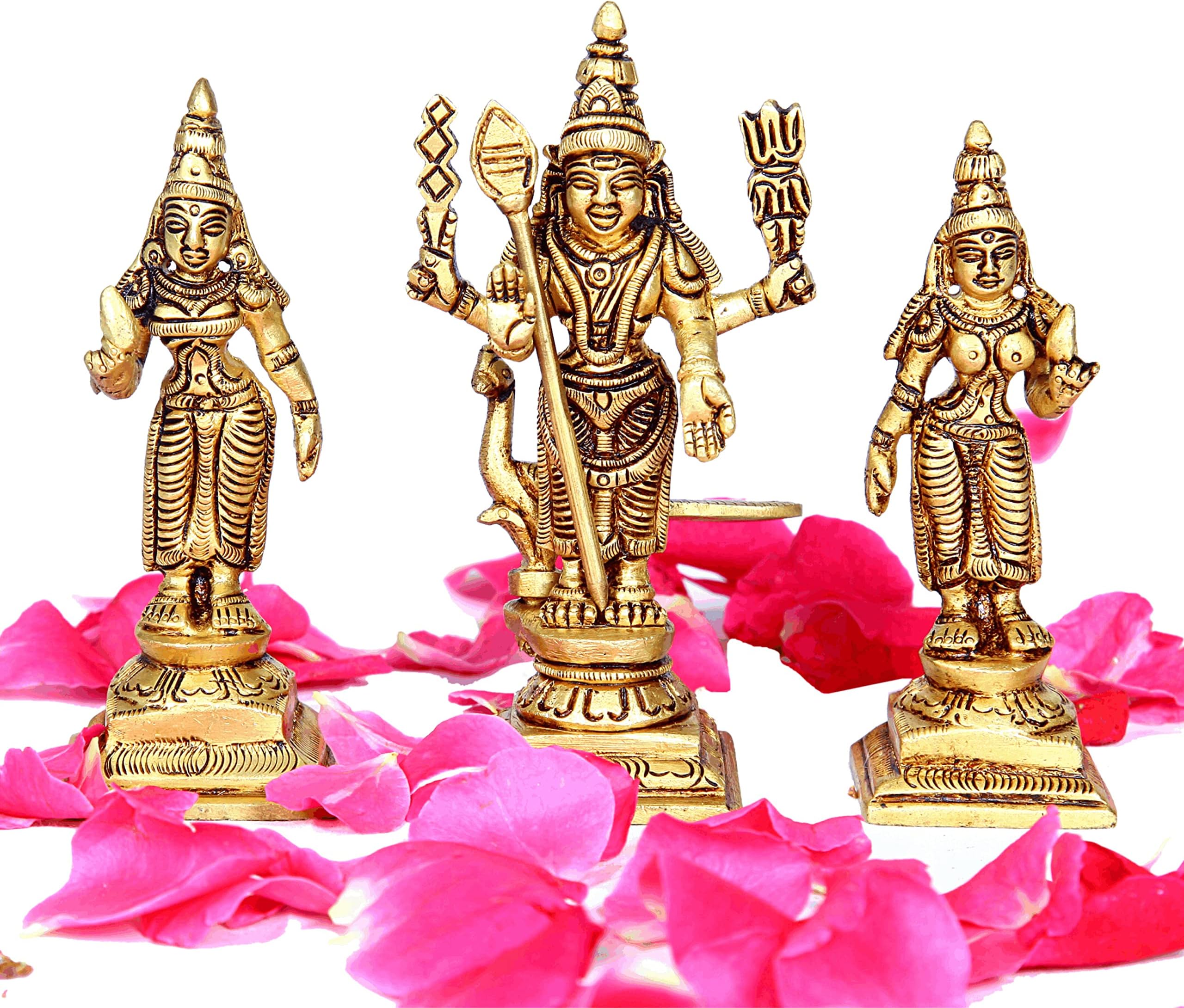 Aalayam Selveer Murugan Valli Deivanai Statue | Murugan Valli Deivanai Idol | Murugan Valli Deivanai Brass Gold Colour 1 Set