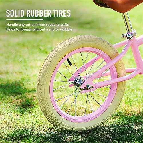 Miniatura 9 de Viribus 14 Kids Balance Bike with Basket Bell  Rubber Tires Adjustable Training Balance Bike for Big Kids Carbon Steel No Pedal Bicycle for 2 3 4 5