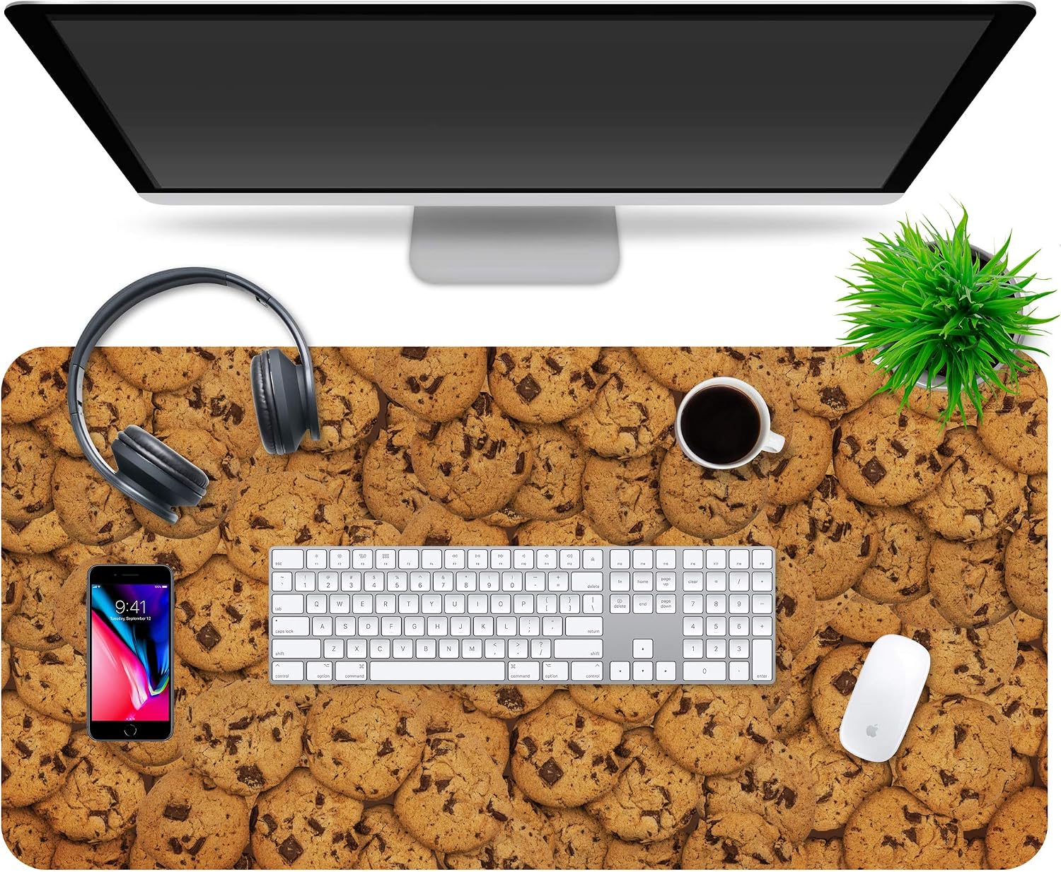 Multipurpose Office Desk Pad and Computer Desk Mat - Fun and Pretty Waterproof Office Desk Mat and Desk Blotter Pad - Home Office Accessories (Large (35.5" x 17.5") (Cookies)