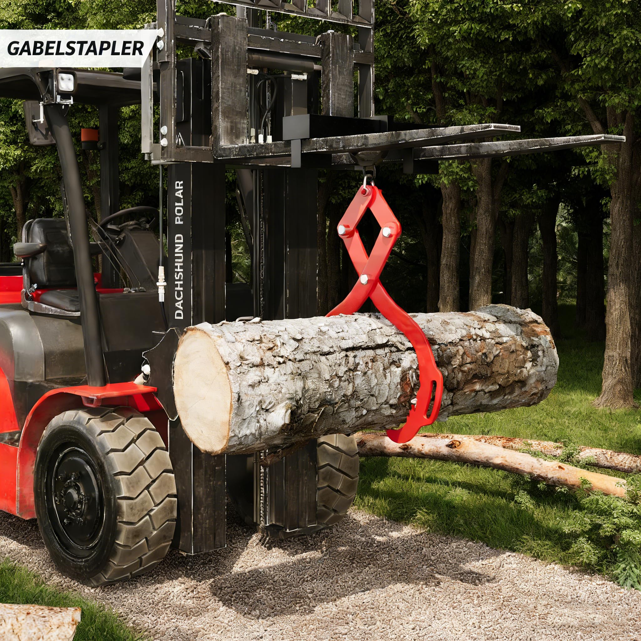 Forstzange Für Baumstämme Bis 712 mm, Mit 600Kg Zugkraft, Holzzange Hebezange Packzange Mit 2 Klemmdornen