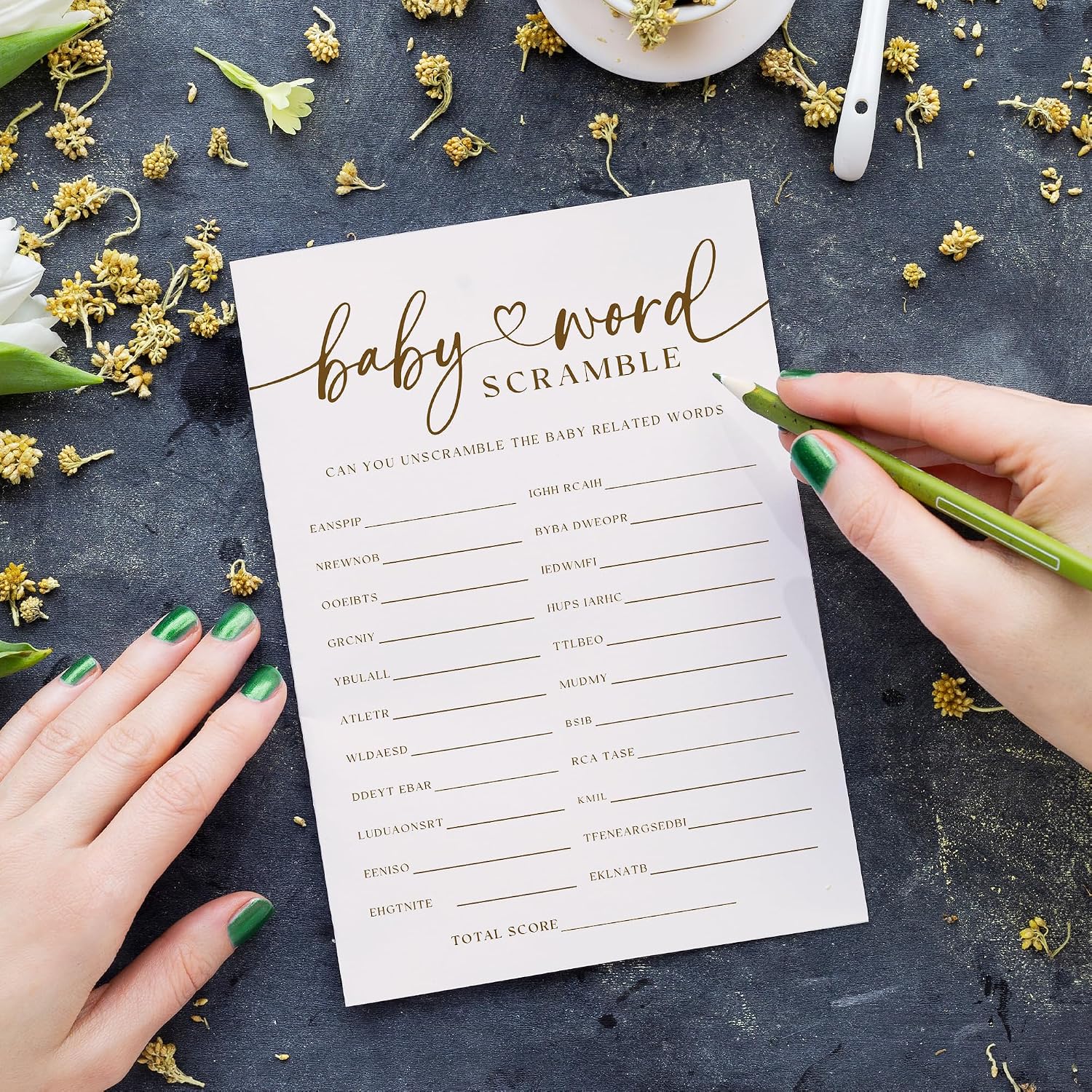JOETMAE 5×7”Baby Shower Word Scramble Game Cards