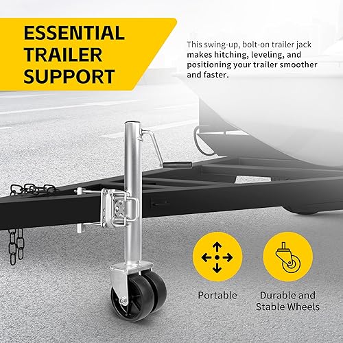 Miniatura 6 de MaxxHaul 70149 Gato hidráulico para remolques con elevador suspenso de 11-1/2" con ruedas dobles, 1500 lb Capacidad