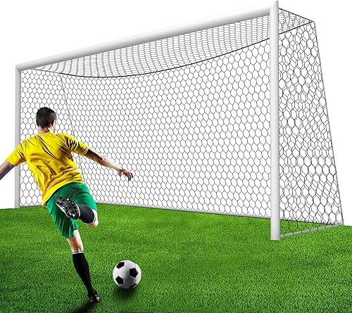 Red de repuesto de portería de fútbol profesional de 24 x 8 pies, 18.5 x 6.5 pies, durabilidad mejorada nailon de 0.157 in, 4 pulgadas hexagonal,