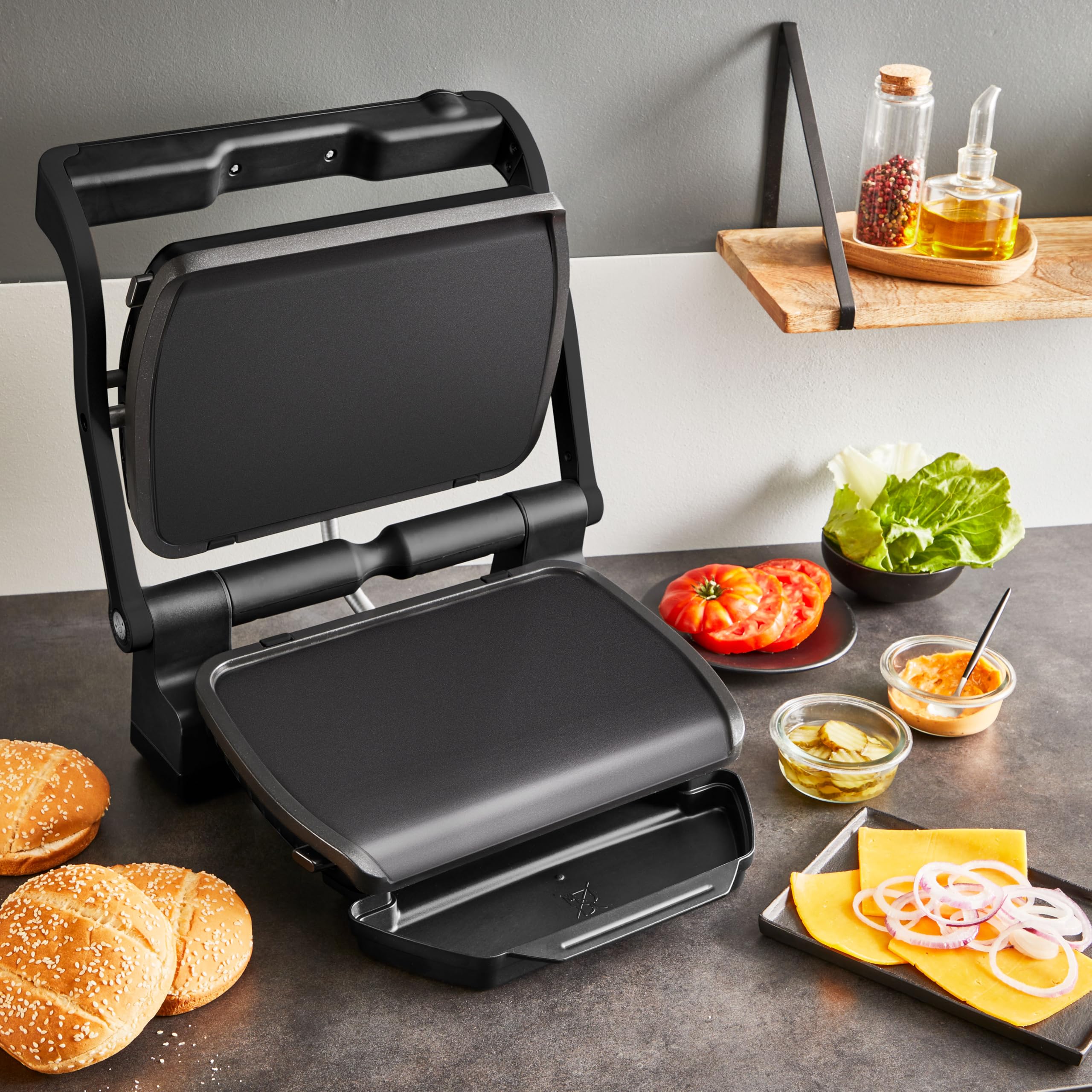 Tefal Plancha-Platten, kompatibel mit OptiGrill, OptiGrill +, OptiGrill Elite, für empfindliche Zutaten, antihaftbeschichteter Aluminium-Druckguss, Schwarz, XA728810