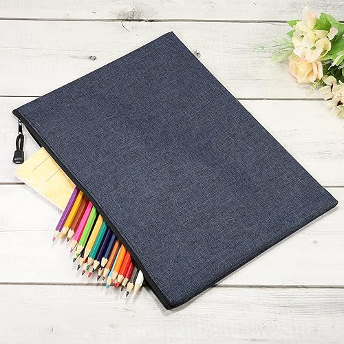 Miniatura 5 de PATIKIL Bolsas de lona con cremallera, paquete de 5 unidades A5 en blanco con bolsillo con cremallera para lápices, bolsa de papelería para viajes y