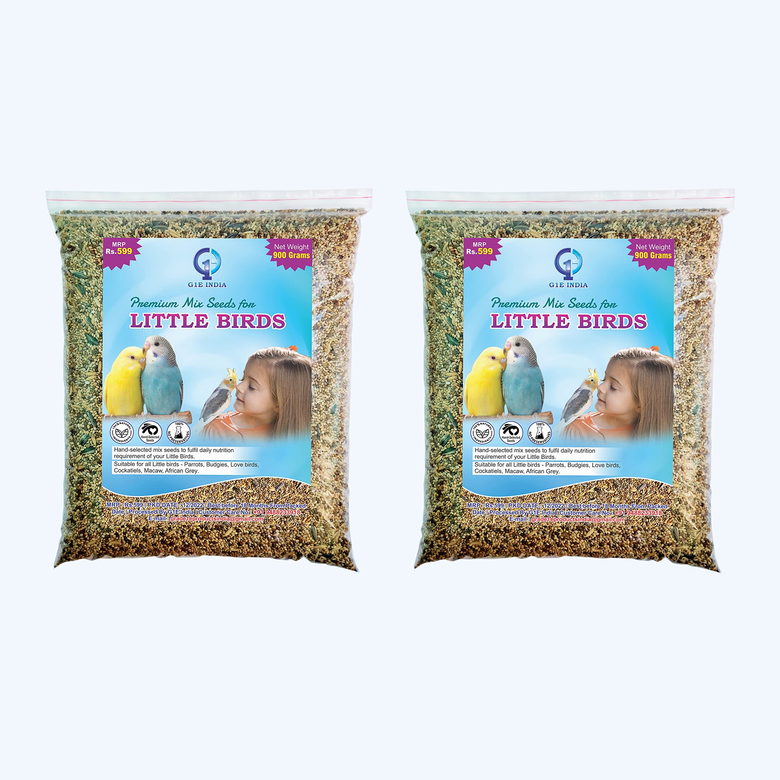 G1E Hand-Selected Seed Mix for All Life Stages Dry Bird Food for Little Birds - Little Birds Mix Seeds 900 Grams - Pack of 2 (1800 Grams) (B0BW4L166S) Amazon Price History, Amazon Price Tracker