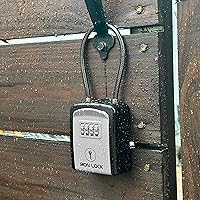 Vista 7 de Iron Lock ® - Caja de bloqueo de llaves portátil con grillete de cable extraíble para interiores y exteriores, impermeable, combinación de 4 dígitos