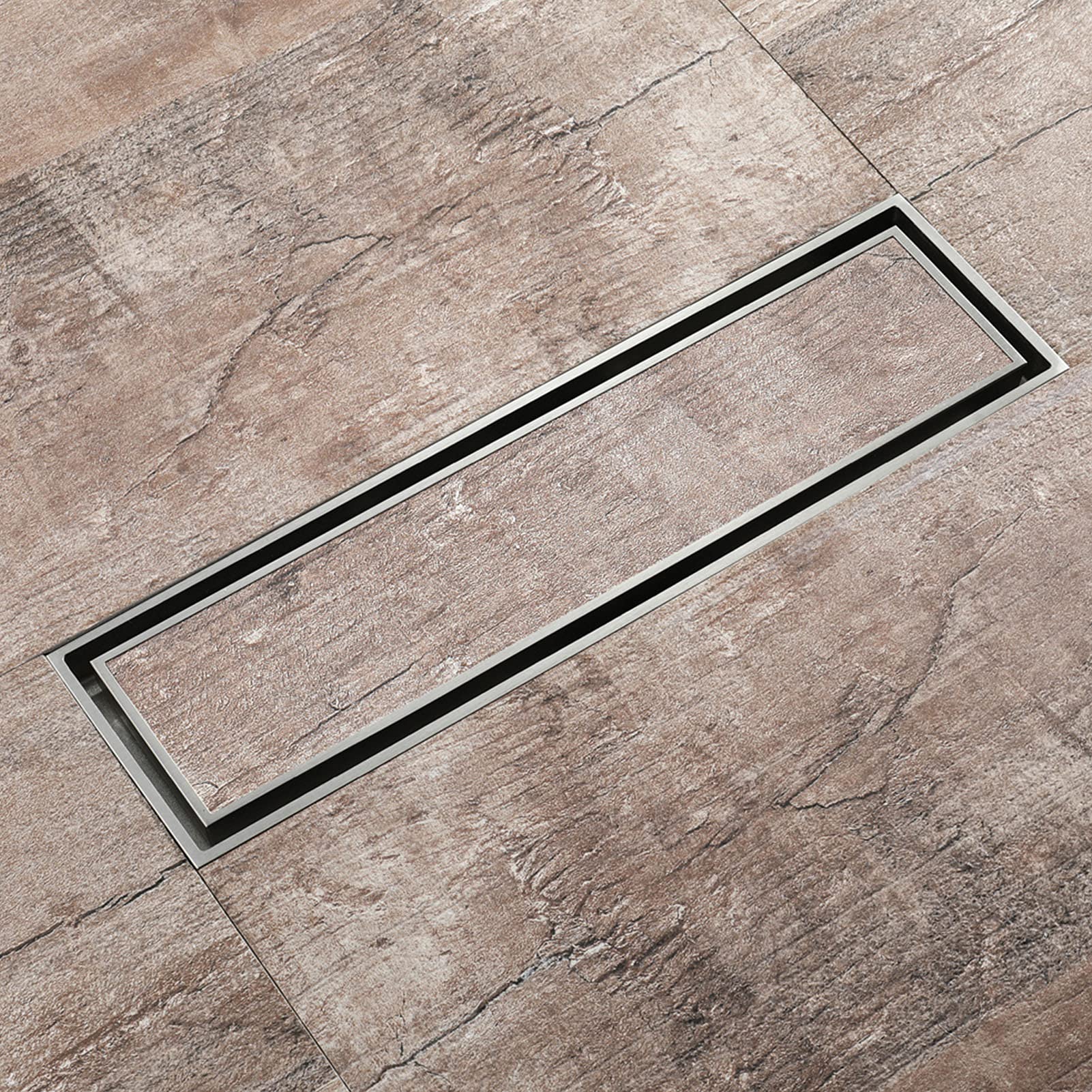 Desagüe Lineal para Ducha, Drenaje de Ducha Lineal 12 Pulgadas con Cubierta inserción Plana y azulejo 2 en 1, Drenaje Piso Rectangular latón, baño
