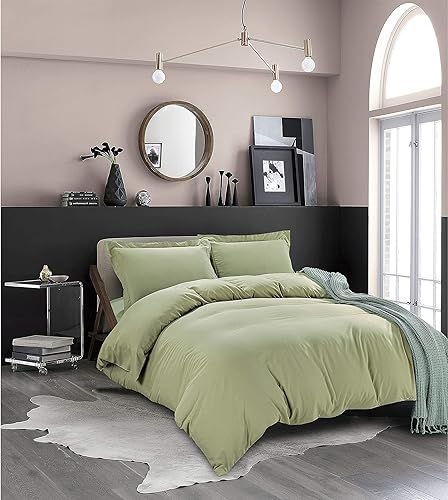 Miniatura 4 de Juego de funda de edredón de 4 piezas con cierre de botón, 100% algodón, bolsillo profundo de 18 pulgadas, juego de funda de edredón refrescante de