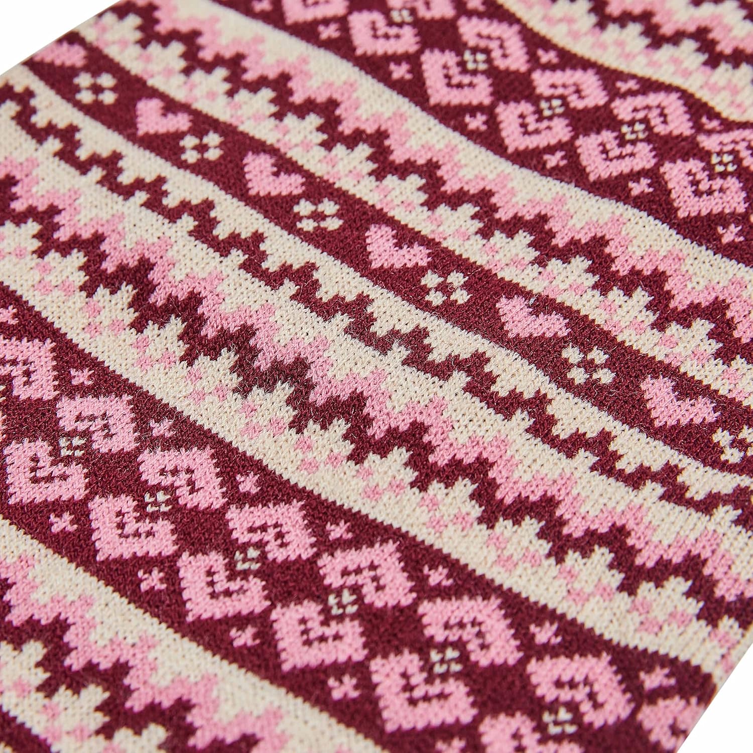 Blueberry Pet Heart Designer Everyday Turtleneck Fair Isle Fall Winter Pullover Dog Sweater in Pink, Back Length 10", Warm Clothes for Small Dogs