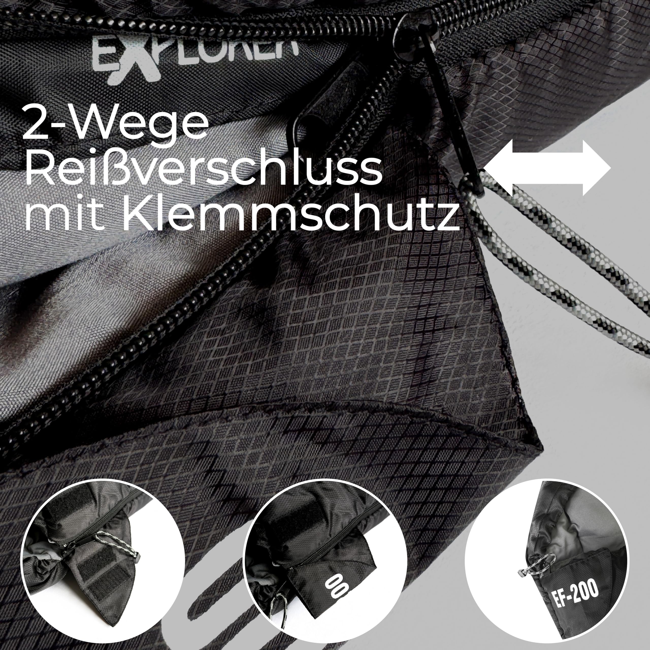 EXPLORER® EF-200 XXL Deckenschlafsack -18°C +3°C [400GSM] Schlafsack Gäste Decke 3-4 Jahreszeiten 220 x 80 cm Winter Erwachsene ideal für Outdoor, Camping, Trekking, Festival und Reisen PFC-frei