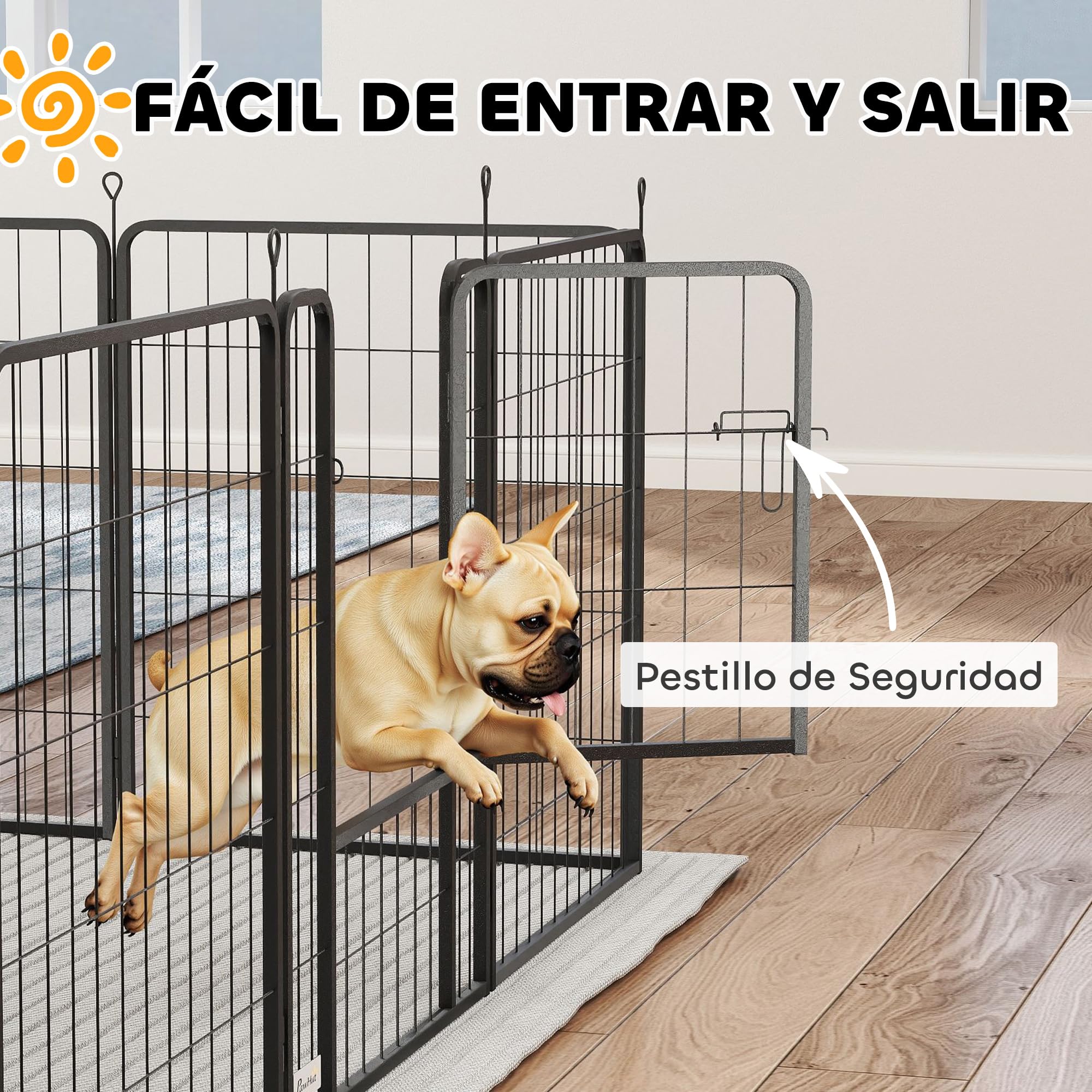 PawHut Parque para Perros de 12 Paneles de 80 cm de Altura, Vallas para Perros de Acero Resistente Plegable, con Puertas, para Interior y Exterior, Negro