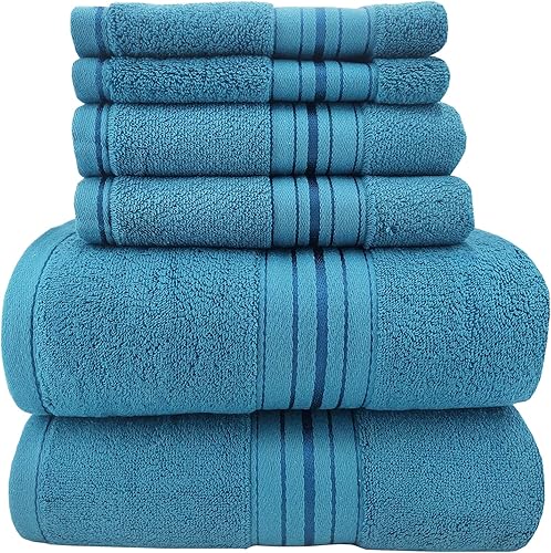 Toallas, juego de 6 toallas de baño extra grandes de rizo de doble cara hilado en anillo de rizo de doble cara de 31 x 59 pulgadas, juego de 6