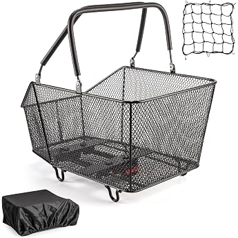 GEWAGE Bicycle Basket Rear Metal with Quick Release for Pannier Rack