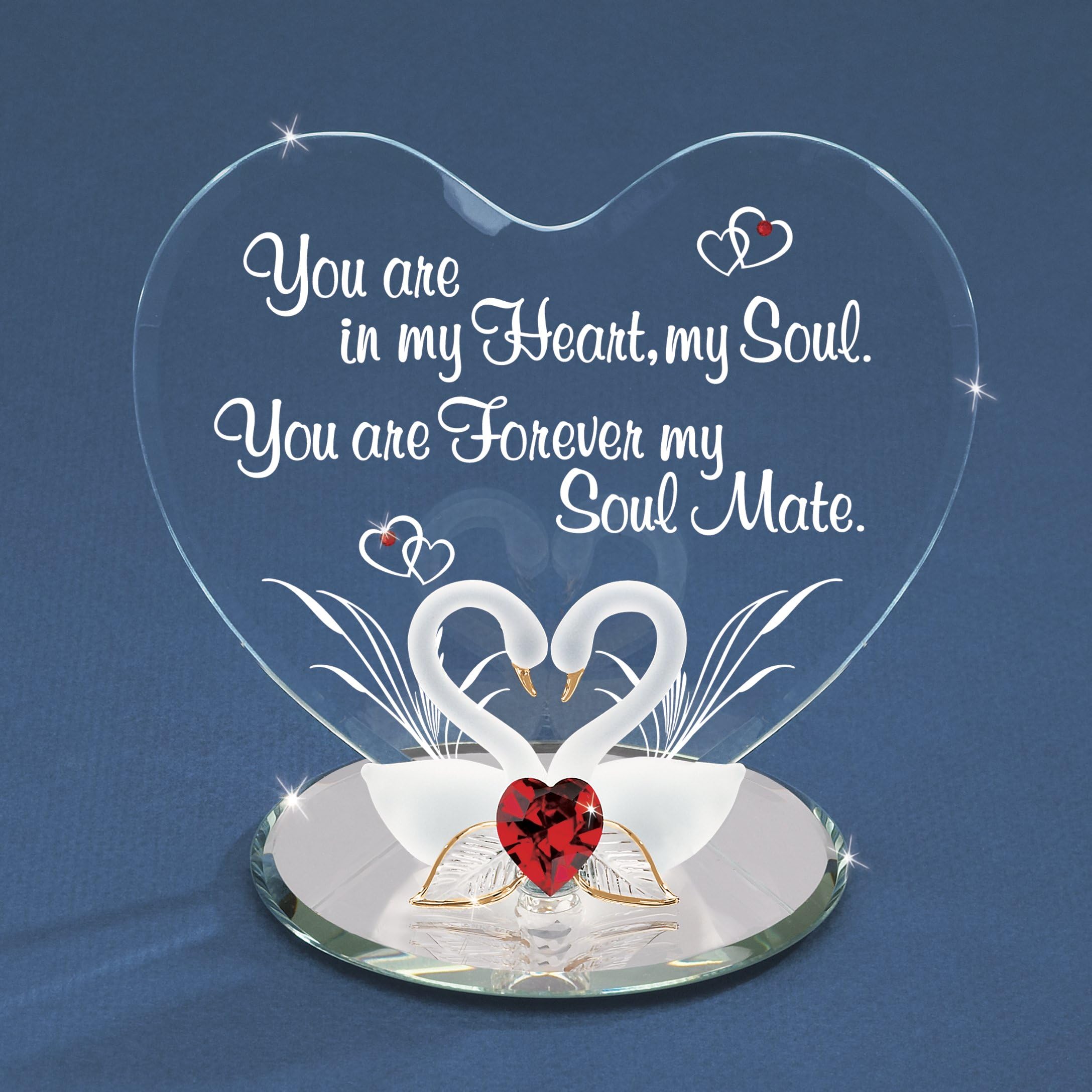Glass Baron Swan Pair Heart and Soul Figurine
