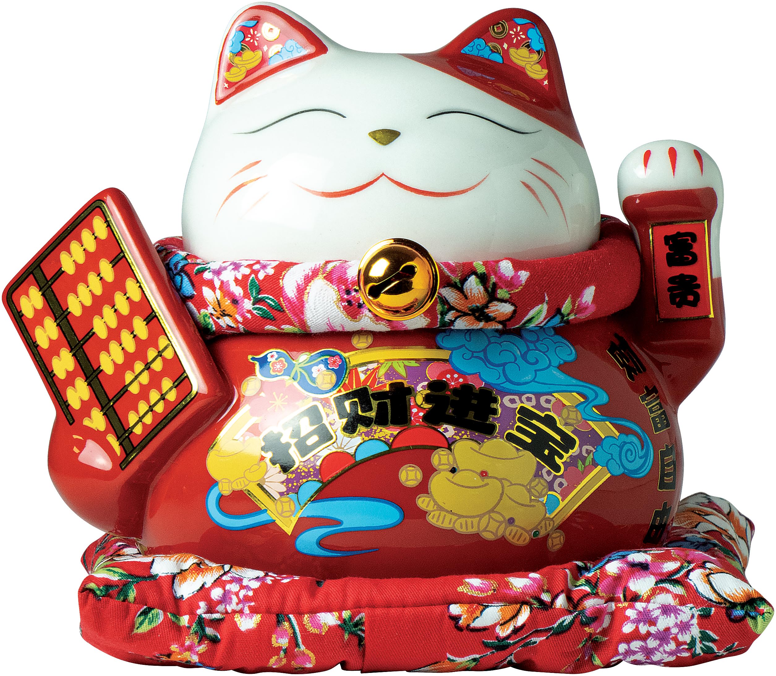 Jade Temple Red Maneki Neko Porcelain Money Box - 1 Piece
