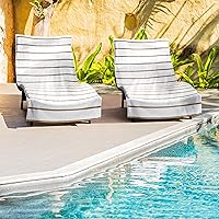 Vista 2 de Arkwright Las Rayas - Funda para tumbona, paquete de 2, toalla de rizo 100% algodón suave a rayas con soporte de bolsillo para playa, piscina, silla
