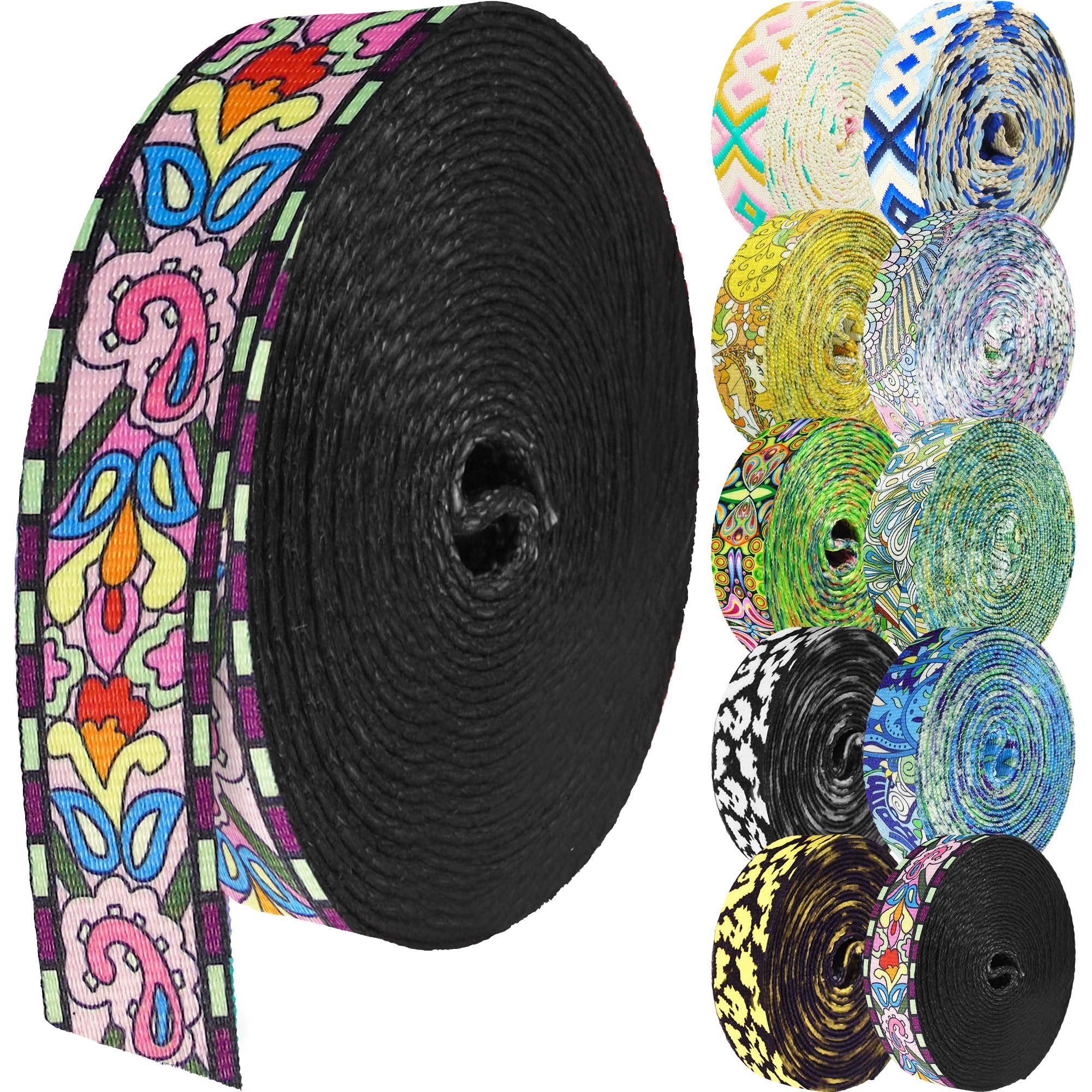 Grosun 1.5 inch Patterned Nylon Webbing Belt Webbing Straps Purse Straps Backpack Straps Nylon Belt