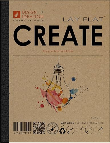 Design Ideation Lay Flat - Cuaderno de bocetos multimedia. Cuaderno de bocetos extraíble para lápiz, tinta, marcador, carbón y acuarela. Ideal para