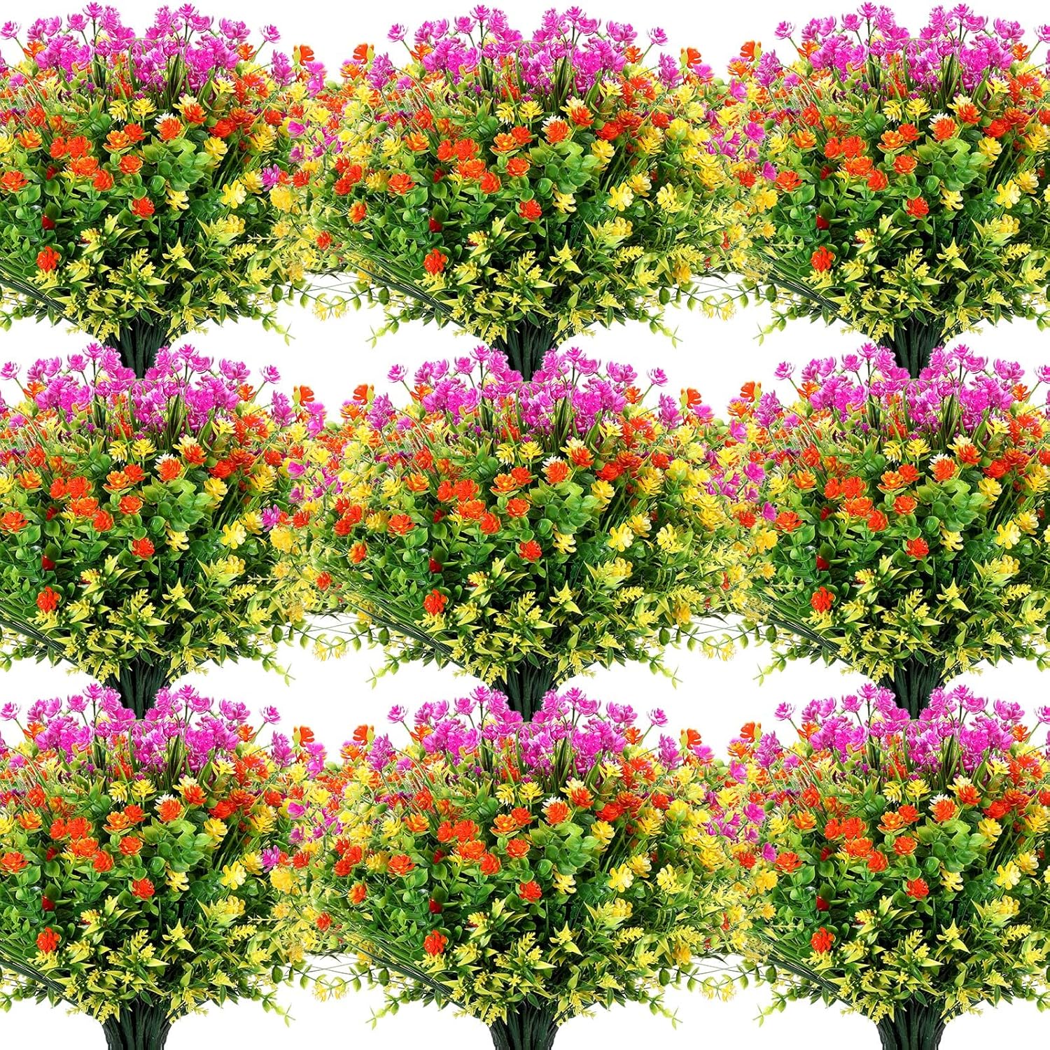 Tigeen 36 Bundles Artificial Flowers Outdoor UV Resistant