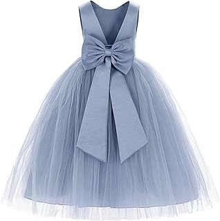 V-Back Satin Flower Girl Dress Toddler Communion Gown Formal Dresses 219 - Buy now