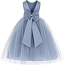 ekidsbridal V-Back Satin Flower Girl Dress Toddler Communion Gown Formal Dresses 219