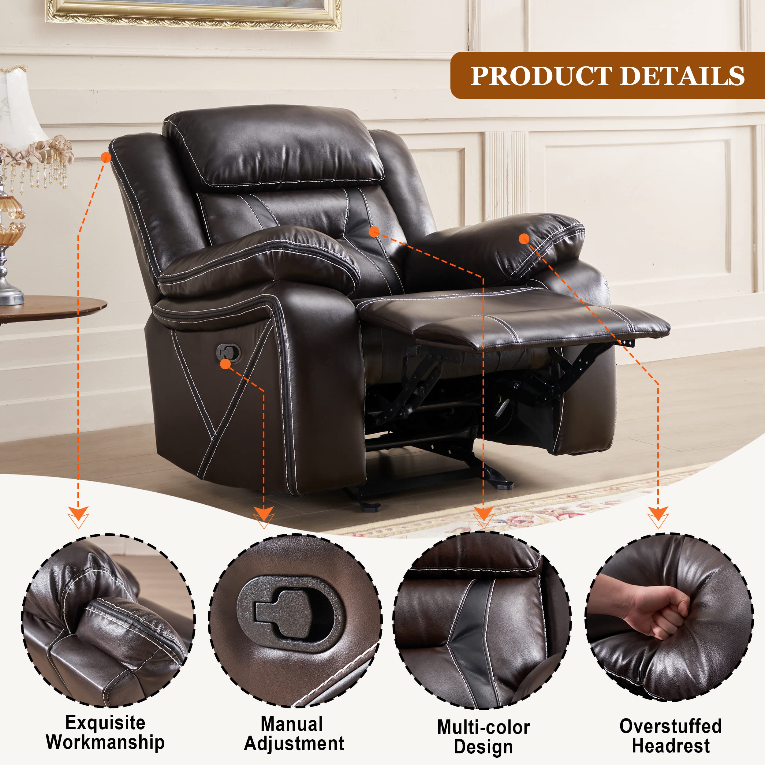 Buy Ogonbrick Recliner Chair,Leather Recliner Lazy Boy Recliner
