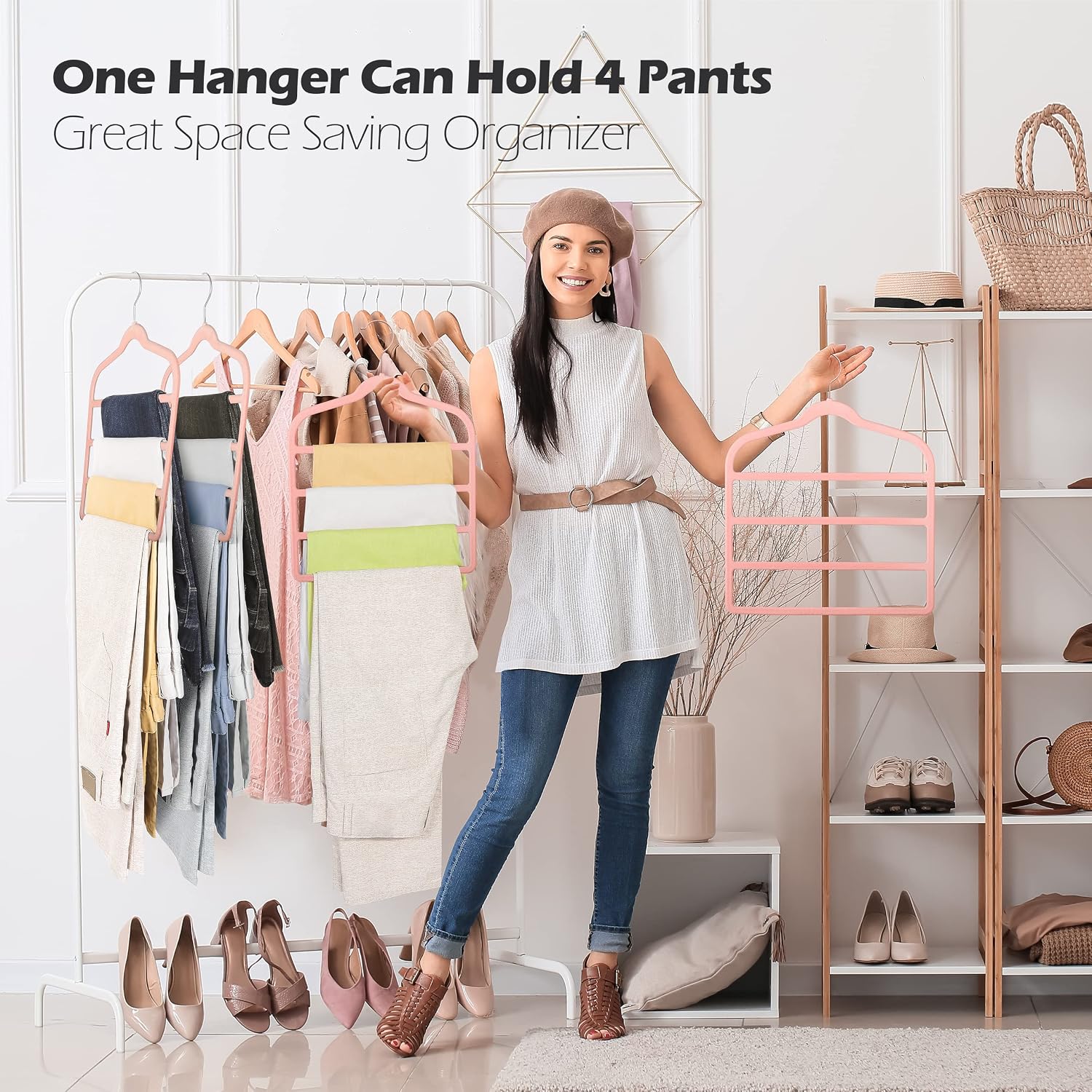 Velvet Trouser Hanger Space Saving Non-Slip Pants Hanger - Image 5