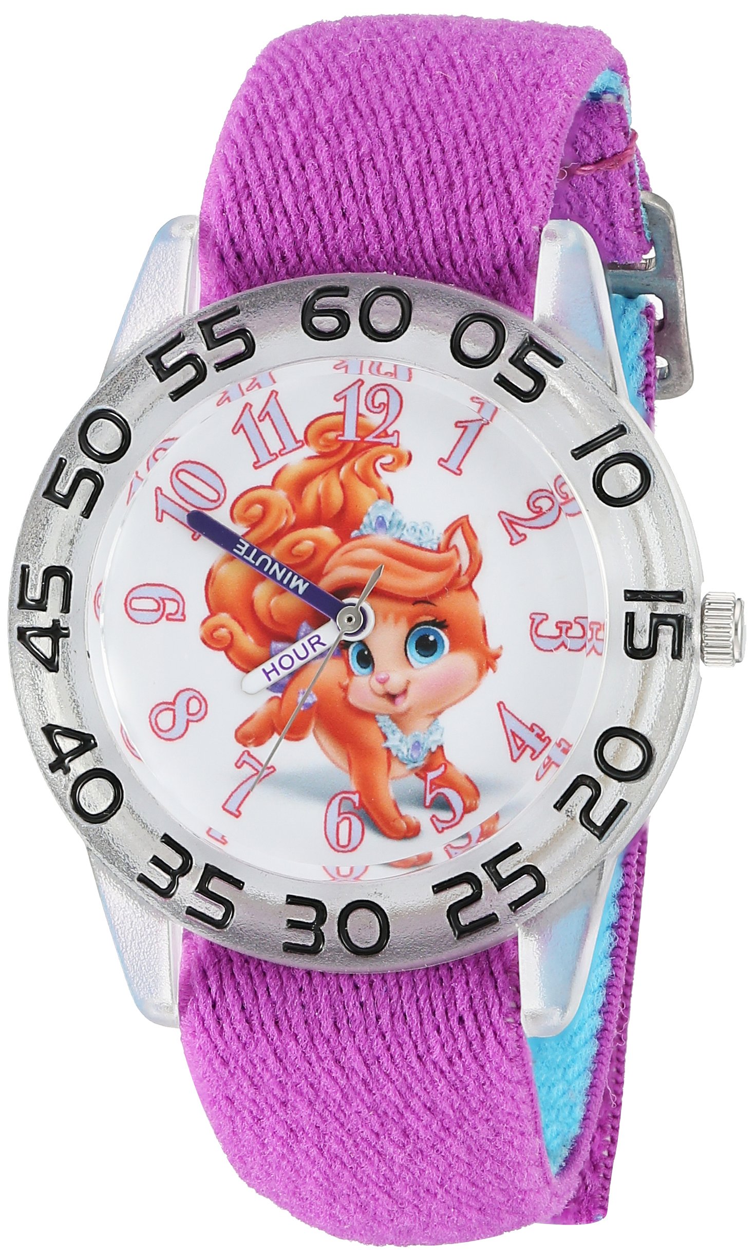 Disney Girl's 'Palace Pet' Quartz Plastic and Nylon Automatic Watch, Color:Purple (Model: W002840)