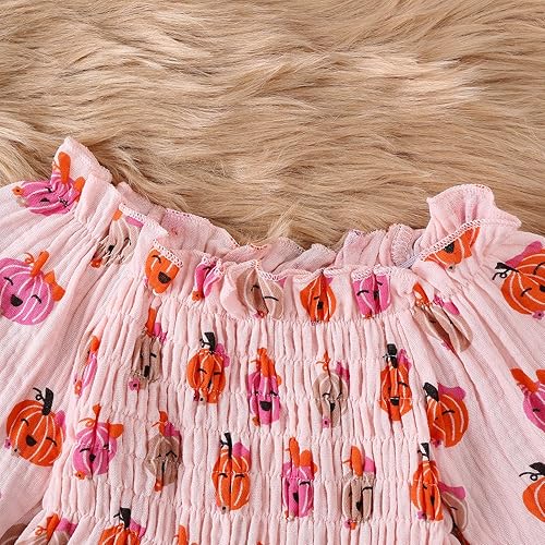 Miniatura 64 de Traje de bebé recién nacido, lindo mameluco de manga larga fruncido, cómodo traje de bebé niña Naranja